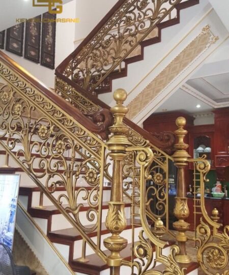 thi công tay vịn cầu thang nhôm đúc